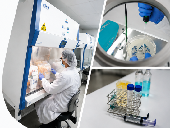 Laboratory technician, petri dish testing, and laboratory samples